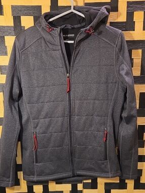 BC Clothing Men's Gray Lightweight Hooded Shirt Jacket